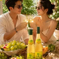 Trái Cây Lên Men (2 Chai) Sangria Light White + Red Wine 4%độ - Rư.ơi Trái Cây Nho Xanh + Nho Đỏ
