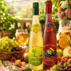 Trái Cây Lên Men (2 Chai) Sangria Light White + Red Wine 4%độ - Rư.ơi Trái Cây Nho Xanh + Nho Đỏ