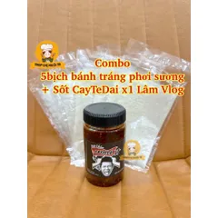 Combo 5bịch bánh tráng phơi sương chấm sốt Cay Vừa X1 - Siêu Cay X2 CayTeDai Lâm Vlog 450gr