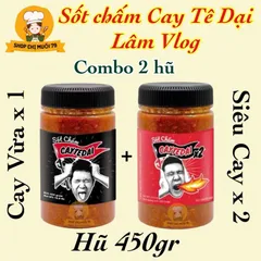 Combo 5bịch bánh tráng phơi sương chấm sốt Cay Vừa X1 - Siêu Cay X2 CayTeDai Lâm Vlog 450gr