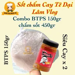 Combo 5bịch bánh tráng phơi sương chấm sốt Cay Vừa X1 - Siêu Cay X2 CayTeDai Lâm Vlog 450gr