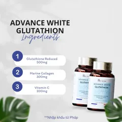 [CHÍNH NGẠCH] ADVANCE WHITE GLUTATHION Pháp – Viên Uống Hỗ Trợ Trắng Sáng Da, Glutathion Collagen Vitamin C, Hộp 60 Viên
