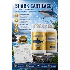 [HÀNG MỸ] Viên Uống Sụn Vi Cá Mập Shark Cartilage 750mg Hỗ Trợ Xương Khớp (Lọ 300 Viên)