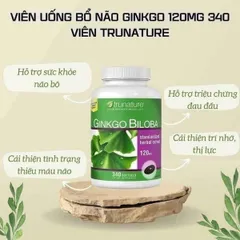 Viên Uống Bổ Não Trunature Ginkgo Biloba 120mg 340 Viên CAM KẾT CHÍNH HÃNG MỸ