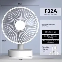 Quạt F32A , cắm điện UsB , cắm sạc dự phòng trực tiếp , không tích điện, động cơ không chổi than , 4 cấp độ gió, bền bỉ