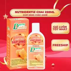Súc miệng Nutri Dentiz - giảm sâu răng, hôi miệng, nhiệt miệng - Từ Sáp ong trầu không - chai 250ml Nutridentiz