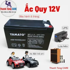 Bình sạc 12V7.5Ah YAMATO Nhật Bản, bộ cấp nguồn 12V dùn cho loa kéo, UPS,  quạt tích điện, an toàn