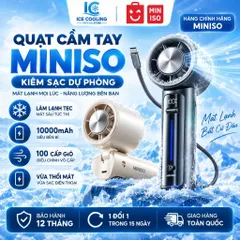 [CHÍNH HÃNG]Quạt Cầm Tay MINISO F1 100 Cấp Gió, Pin 10000mAh, Làm Lạnh TEC, Kiêm Sạc Dự Phòng, Dây Sạc Type-C Tích Hợp