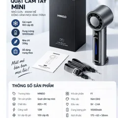 [CHÍNH HÃNG]Quạt Cầm Tay MINISO F1 100 Cấp Gió, Pin 10000mAh, Làm Lạnh TEC, Kiêm Sạc Dự Phòng, Dây Sạc Type-C Tích Hợp