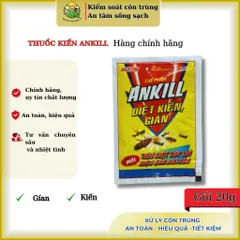 Thuốc kiến Ankill 20g- Gói bột xử lý kiến & gián với thành phần cypermethrin- sản phẩm chính hãng