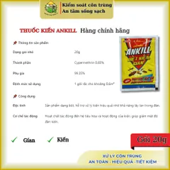 Thuốc kiến Ankill 20g- Gói bột xử lý kiến & gián với thành phần cypermethrin- sản phẩm chính hãng