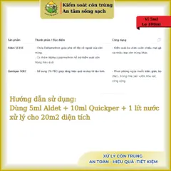 Combo xử lý côn trùng: vỉ Aldet 5ml và lọ Quickper 50ec 100ml, xử lý bọ chét, mạt gà, muỗi,..tồn lưu