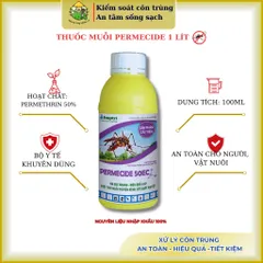 [Cải tiến] Permecide 50ec chai 1 lít, kiểm soát muỗi, bọ đậu đen & côn trùng, hạ gục nhanh, nhẹ mùi