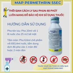 Thuốc diệt muỗi, côn trùng Map Permethrin 55EC chai 100ml, chế phẩm diệt côn trùng, tẩm mùng màn