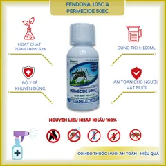 [Combo cải tiến] Fendona 10SC 50ml và Permecide 50EC 100ml diệt côn trùng, ruồi, muỗi,... tặng 2 bd