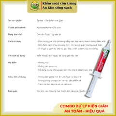 Combo xử lý kiến và gián: 1 tuýp zentek 35g thức ăn của gián Đức và 2 gói bột Thiapro 10g xử lý kiến