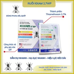 Thuốc ruồi Kixam 2.7 WP gói 20g trị ruồi cống, ruồi đen, nhặng,...dẫn dụ và hạ gục nhanh(chính hãng)