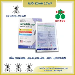 Thuốc ruồi Kixam 2.7 WP gói 20g trị ruồi cống, ruồi đen, nhặng,...dẫn dụ và hạ gục nhanh(chính hãng)