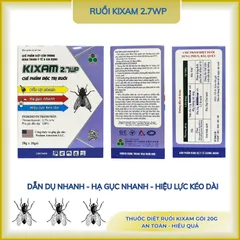 Thuốc ruồi Kixam 2.7 WP gói 20g trị ruồi cống, ruồi đen, nhặng,...dẫn dụ và hạ gục nhanh(chính hãng)