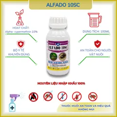 Alfado 10SC- thuốc diệt ruồi, muỗi, kiến ba khoang, gián, rận, ve, bọ chét không mùi- 100ml, 1lít