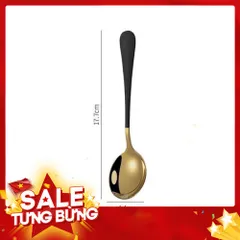 Sét 10 thìa vàng cán màu chất liệu inox siêu xịn, thiết kế tròn phù hợp với trẻ em người lớn 864977