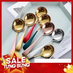 Sét 10 thìa vàng cán màu chất liệu inox siêu xịn, thiết kế tròn phù hợp với trẻ em người lớn 864977