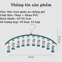 Móc Treo Đồ Lót, Tất Vớ Có Khóa Chống Gió - Chống Trượt Với 10 Bộ Ghim Giữ 865049