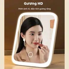 Gương Trang Điểm LED Để Bàn Cảm Ứng - 3 Chế Độ Sáng, Xoay 360 Độ 865221