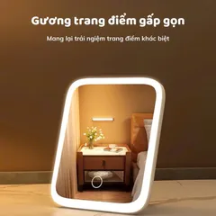 Gương Trang Điểm LED Để Bàn Cảm Ứng - 3 Chế Độ Sáng, Xoay 360 Độ 865221