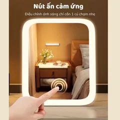 Gương Trang Điểm LED Để Bàn Cảm Ứng - 3 Chế Độ Sáng, Xoay 360 Độ 865221