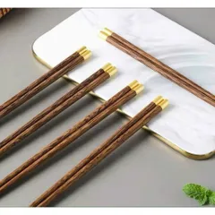 Set 10 Đôi Đũa Gỗ Jinfu Cao Cấp - Đũa Cánh Gà Mạ Vàng Sang Trọng 865328