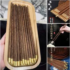 Set 10 Đôi Đũa Gỗ Jinfu Cao Cấp - Đũa Cánh Gà Mạ Vàng Sang Trọng 865328