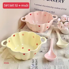 set bát tô kèm muôi múc canh hình trái tim – siêu xinh, siêu tiện dụng