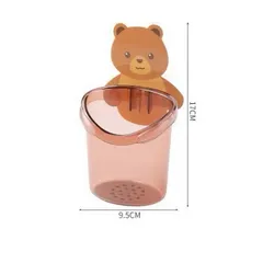 COMBO 2 Cốc gấu đựng bàn chải kem đánh răng có lỗ thoát nước, Cốc gấu dán tường siêu dính