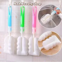 03 Dụng cụ cọ rửa bình sữa cho bé, cọ cốc đa năng tiện dụng bằng mút nhiều màu (giao ngẫu nhiên)