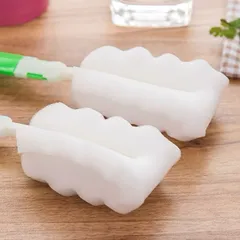 03 Dụng cụ cọ rửa bình sữa cho bé, cọ cốc đa năng tiện dụng bằng mút nhiều màu (giao ngẫu nhiên)