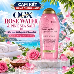 Sữa tắm dưỡng da Rose Water & Pink Sea Salt OGX 577ml màu hồng