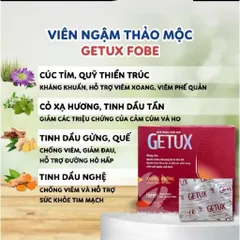 Kẹo Ngậm Thảo Mộc Getux FOBE (Không Đường) Hỗ Trợ Giảm Ho, Đau Rát Họng - Hộp 20 viên