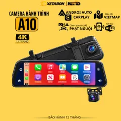 Camera hành trình A10 XETABON wifi kết nối CarPlay bản đồ Vietmap cảnh báo tốc độ phạt nguội ghi hình 4K trước sau