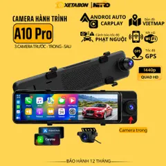 Camera hành trình A10 Pro XETABON kết nối carplay wifi, có GPS tích hợp Vietmap Live cảnh báo giao thông, 3 camera