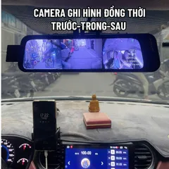 Camera hành trình gương N15 CARLOVER kết nối điện thoại ghi hình 2K trước sau trong khoang lái, gps cảnh báo tốc độ,ADAS