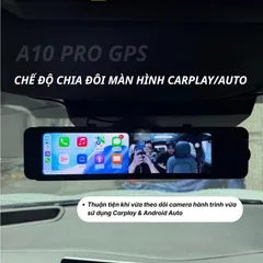 Camera hành trình A10 Pro XETABON kết nối carplay wifi, có GPS tích hợp Vietmap Live cảnh báo giao thông, 3 camera