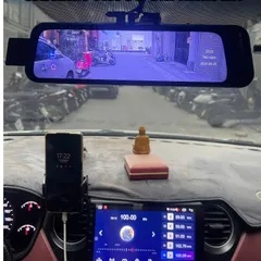 Camera hành trình gương N15 CARLOVER kết nối điện thoại ghi hình 2K trước sau trong khoang lái, gps cảnh báo tốc độ,ADAS