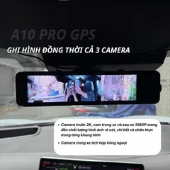 Camera hành trình A10 Pro XETABON kết nối carplay wifi, có GPS tích hợp Vietmap Live cảnh báo giao thông, 3 camera