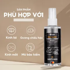 Dung Dịch Xịt Phủ Nano Chống Bám Nước Senfineco 9945 tạo hiệu ứng lá sen, trên kính gương ô tô, kính mắt mũ bảo hiểm