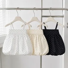 Áo Bí 2 Dây Phồng Có Dây Điều Chỉnh Form Babydoll Rộng Vải Gió Hàn Họa Tiết Chấm Bi A36| Mii Closet