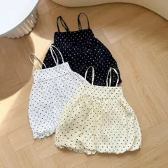 Áo Bí 2 Dây Phồng Có Dây Điều Chỉnh Form Babydoll Rộng Vải Gió Hàn Họa Tiết Chấm Bi A36| Mii Closet