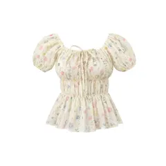 Áo Babydoll Hoa Nhí Nữ Tay Phồng Dáng Xòe - Áo Nữ Chất Voan Tơ Cao Cấp Mềm Mát Thời Trang