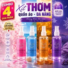 COMBO Xịt Thơm Quần Áo Đa Năng (Bộ 4 Mùi Hương) | Hương Nước Hoa - Lưu Hương Trên Vải