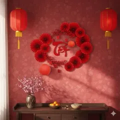 ￼Set trang trí Tết Hot trend 2026 với đèn lồng và cành đào đông siêu đẹp (P123249)